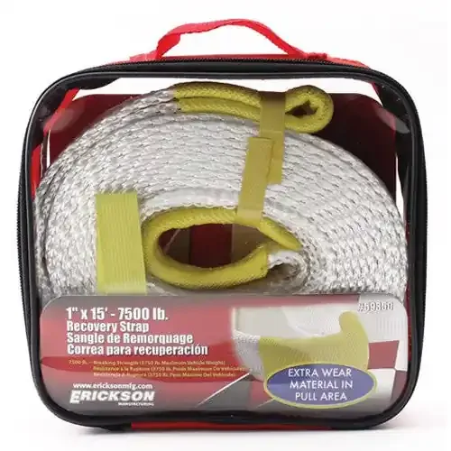 1‘ X 15‘ 7500 Lb Recovery Strap With Storage Bag By Erickson
