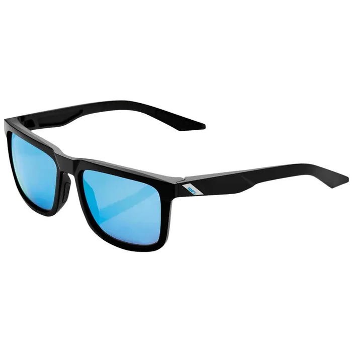 100% Blake Sunglasses Matte Black with Blue Mirror HiPer Lens – 61029-019-75