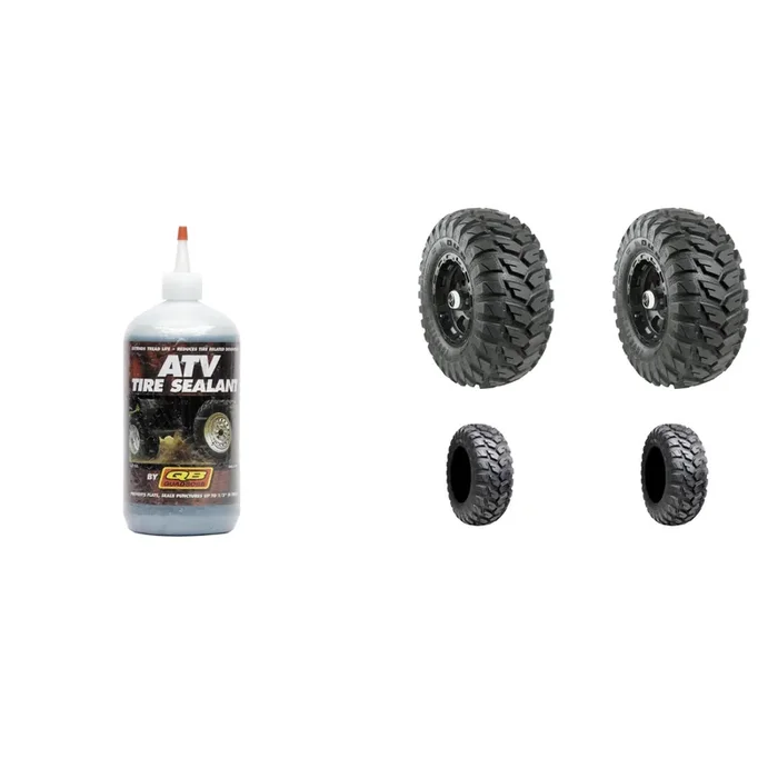 4 ATV Tires (Frontier DI2037 Radial 25x8R-12 Front, 25x10R-12 Rear) with Sealant