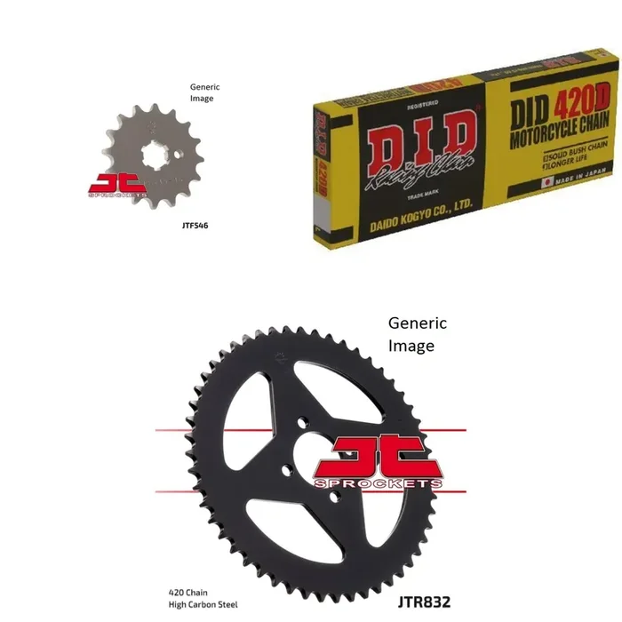 420D Chain Natural, Front & Rear Sprocket Kit for Street YAMAHA LB50P 1978-1982