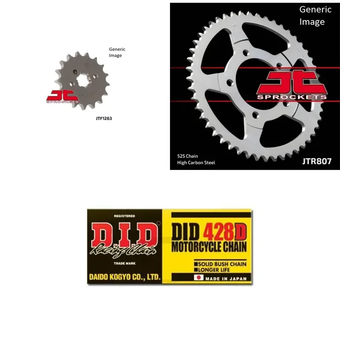 428D Chain Natural, Front & Rear Sprocket Kit for Street KAWASAKI KV100 1976