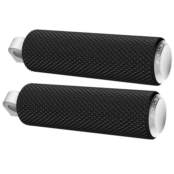 Arlen Ness Knurled Chrome Fusion Male Mount Foot Pegs for Harley or Metric New