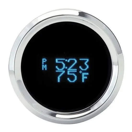 Dakota Digital Solarix 2-1/16″ Round Clock Gauge Date Temp Blue Display SLX-16-1