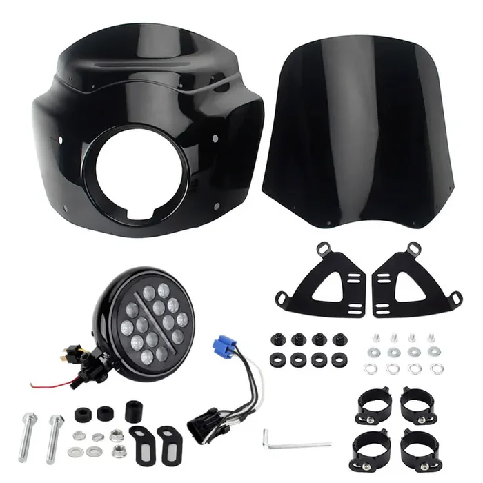 Harley M8 Softail Low Rider S 114 117 FXLRS Headlight Fairing Lamp mask Cowl Windshield w/ 5.75‘‘ LED Projection Headlamp 20up