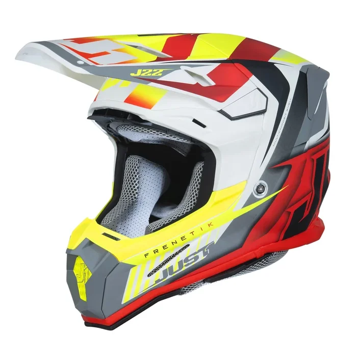 Just1 J22 Frenetik Helmet – Yellow/Red/White
