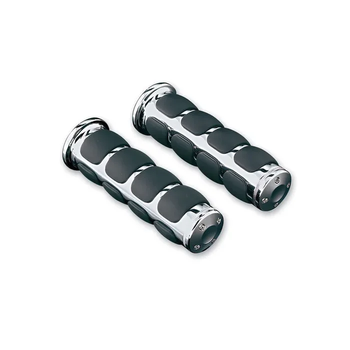 KURYAKYN CHROME ISO GRIPS UNIVERSAL FOR 1″ HANDLEBARS DAMPENS VIBRATION 6240
