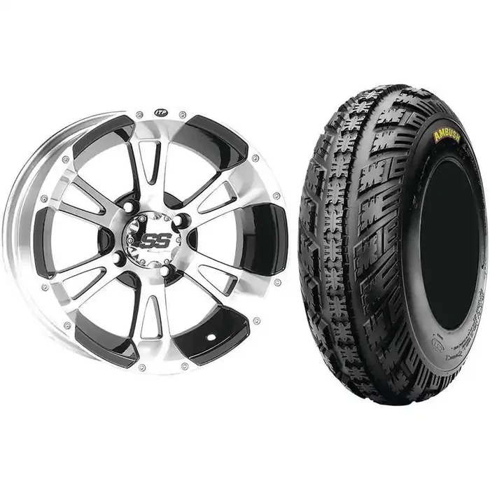 Set of 2 Mounted Wheel and Tire Kit Wheel 10×5 3+2 4/156 Tire 22×7-10 4 Ply