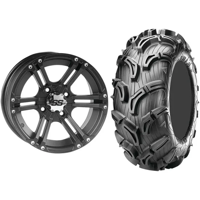 Set of 2 Mounted Wheel and Tire Kit Wheel 12×7 2+5 4/110 Tire 26×11-12 6 Ply