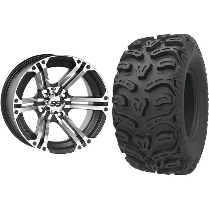 Set of 2 Mounted Wheel and Tire Kit Wheel 12×7 2+5 4/110 Tire 26×11-12 8 Ply