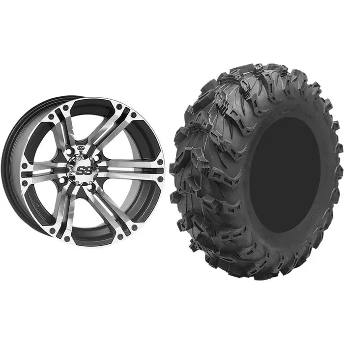 Set of 2 Mounted Wheel and Tire Kit Wheel 12×7 2+5 4/110 Tire 27×11-12 8 Ply