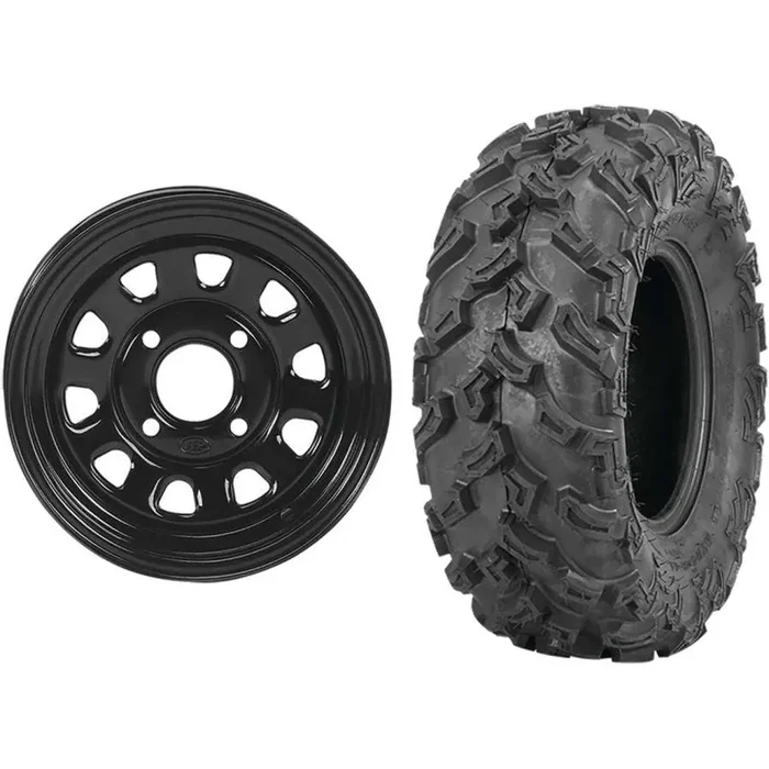 Set of 2 Mounted Wheel and Tire Kit Wheel 12×7 4+3 4/110 Tire 26×9-12 6 Ply