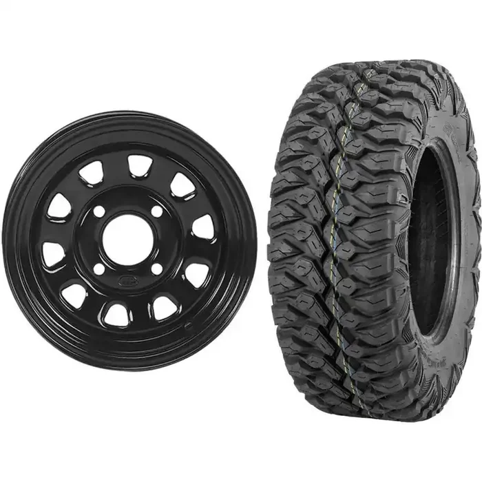 Set of 2 Mounted Wheel and Tire Kit Wheel 12×7 4+3 4/110 Tire 26×9-12 8 Ply