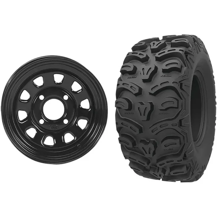 Set of 2 Mounted Wheel and Tire Kit Wheel 12×7 4+3 4/156 Tire 25×10-12 8 Ply