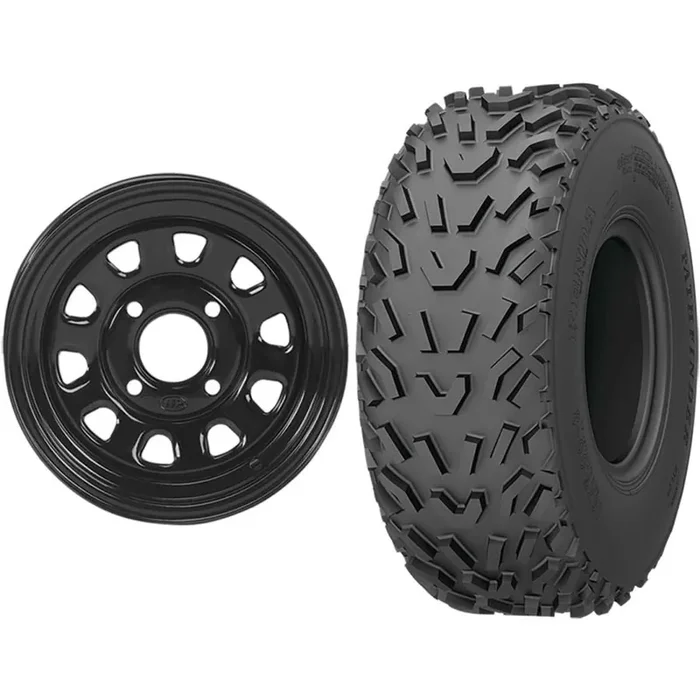Set of 2 Mounted Wheel and Tire Kit Wheel 12×7 4+3 4/156 Tire 25×8-12 4 Ply