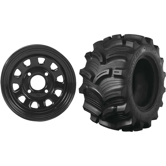 Set of 2 Mounted Wheel and Tire Kit Wheel 12×7 4+3 4/156 Tire 26×10-12 6 Ply