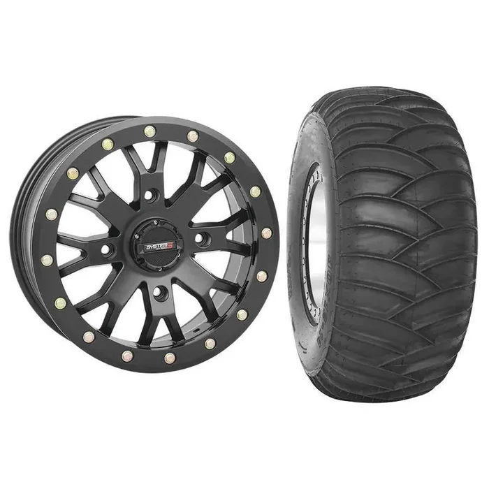 Set of 2 Mounted Wheel and Tire Kit Wheel 14×10 5+5 4/156 Tire 30×12-14 2 Ply