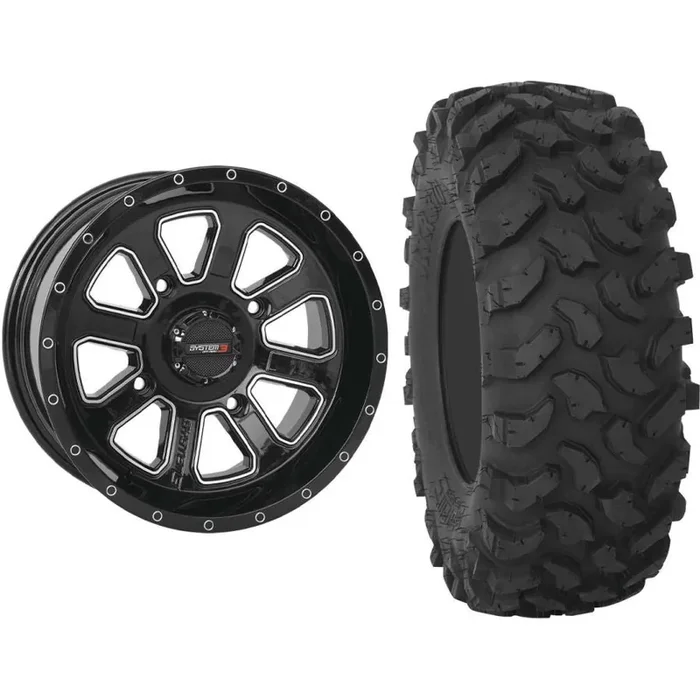 Set of 2 Mounted Wheel and Tire Kit Wheel 14×7 4+3 4/110 Tire 28×10-14 8 Ply
