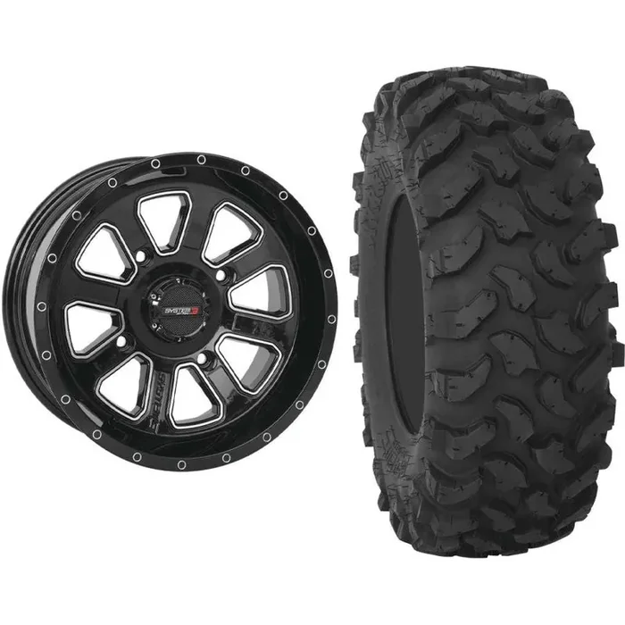 Set of 2 Mounted Wheel and Tire Kit Wheel 14×7 4+3 4/156 Tire 28×10-14 8 Ply