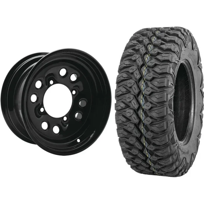 Set of 2 Mounted Wheel and Tire Kit Wheel 14×7 4+3 4/156 Tire 28×10-14 8 Ply