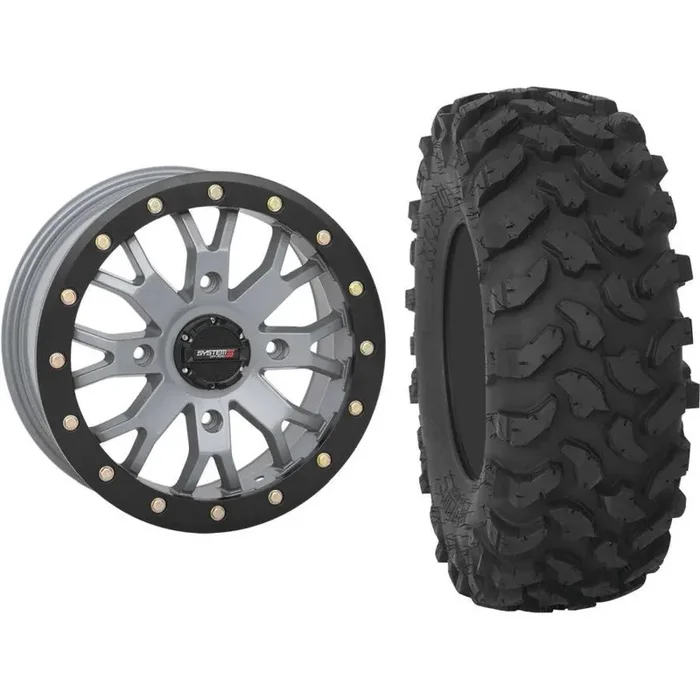 Set of 2 Mounted Wheel and Tire Kit Wheel 14×7 4+3 4/156 Tire 30×10-14 8 Ply
