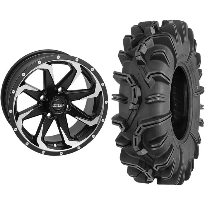 Set of 2 Mounted Wheel and Tire Kit Wheel 14×7 5+2 4/110 Tire 27×10-14 6 Ply