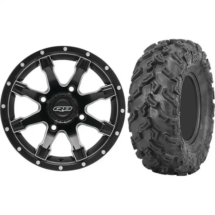 Set of 2 Mounted Wheel and Tire Kit Wheel 14×7 5+2 4/110 Tire 27×9-14 6 Ply