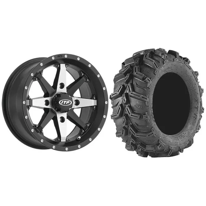 Set of 2 Mounted Wheel and Tire Kit Wheel 14×7 5+2 4/110 Tire 27×9-14 6 Ply