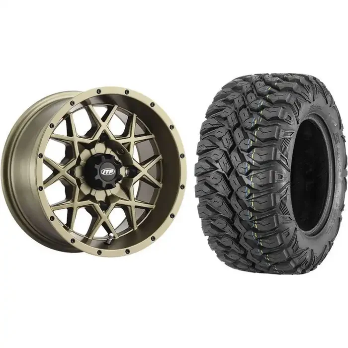 Set of 2 Mounted Wheel and Tire Kit Wheel 14×7 5+2 4/110 Tire 27×9-14 8 Ply