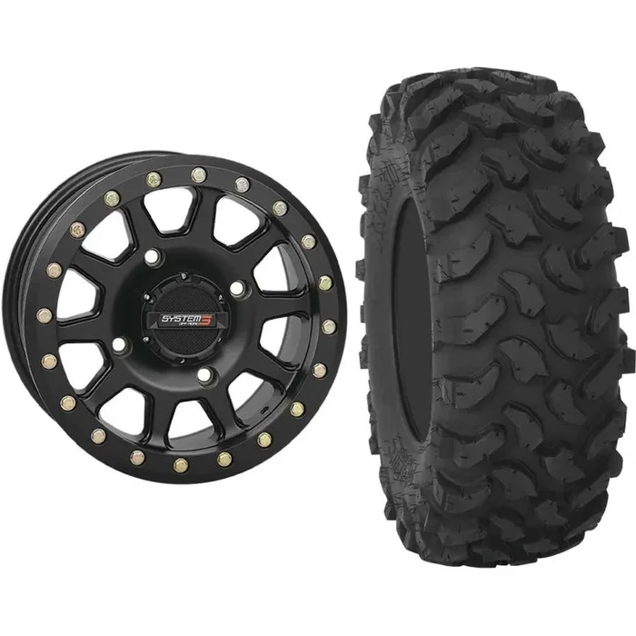 Set of 2 Mounted Wheel and Tire Kit Wheel 14×7 5+2 4/110 Tire 28×10-14 8 Ply