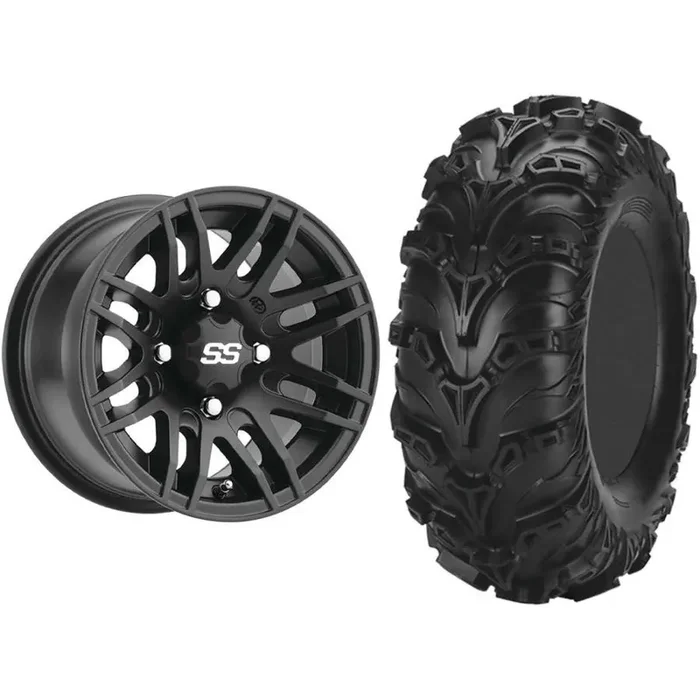 Set of 2 Mounted Wheel and Tire Kit Wheel 14×7 5+2 4/110 Tire 28×9-14 6 Ply