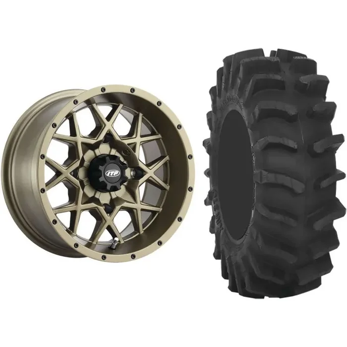Set of 2 Mounted Wheel and Tire Kit Wheel 14×7 5+2 4/110 Tire 29×9.5-14 8 Ply