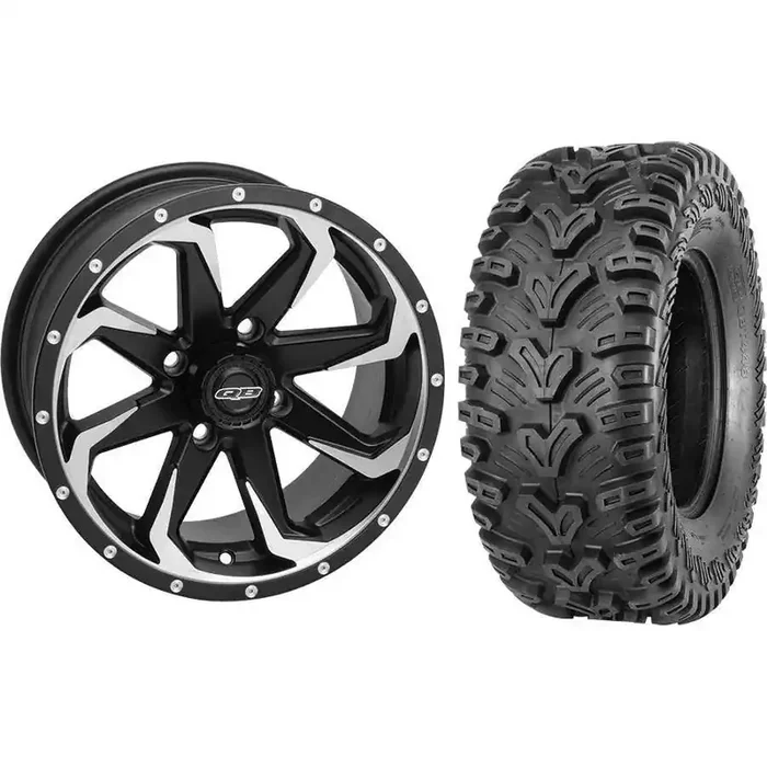 Set of 2 Mounted Wheel and Tire Kit Wheel 14×7 5+2 4/137 Tire 28×10-14 6 Ply