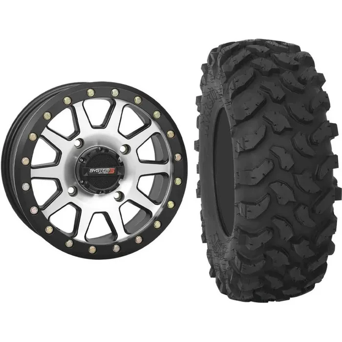 Set of 2 Mounted Wheel and Tire Kit Wheel 14×7 5+2 4/137 Tire 28×10-14 8 Ply