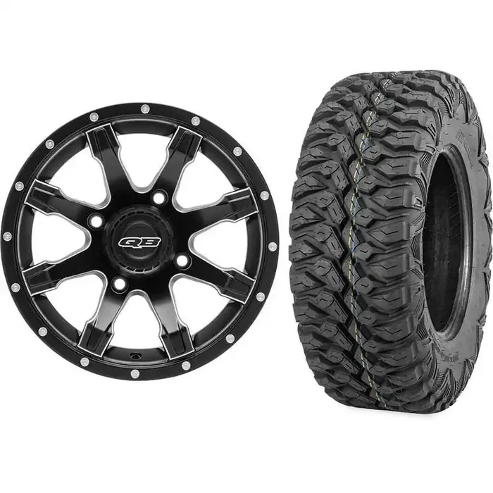 Set of 2 Mounted Wheel and Tire Kit Wheel 14×7 5+2 4/137 Tire 28×10-14 8 Ply
