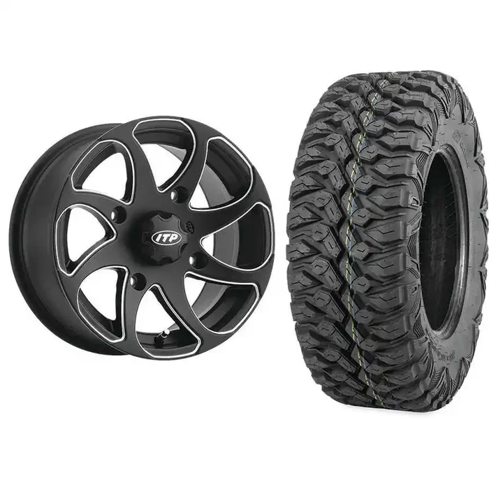 Set of 2 Mounted Wheel and Tire Kit Wheel 14×7 5+2 4/137 Tire 28×10-14 8 Ply