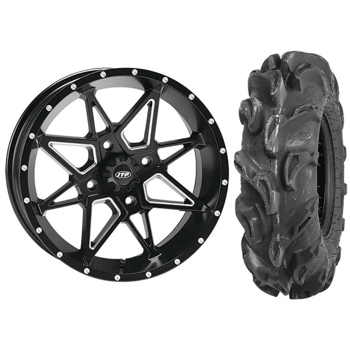 Set of 2 Mounted Wheel and Tire Kit Wheel 14×7 5+2 4/137 Tire 28×9-14 6 Ply