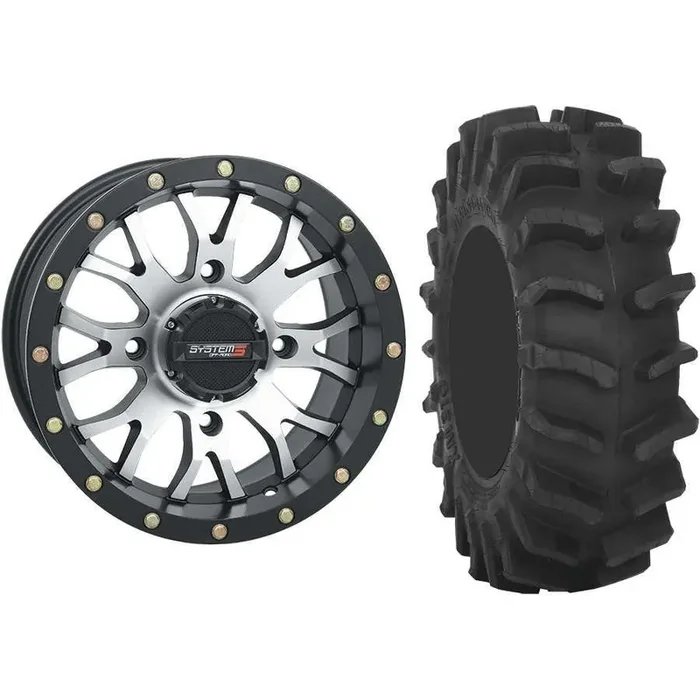 Set of 2 Mounted Wheel and Tire Kit Wheel 14×7 5+2 4/137 Tire 31×9.5-14 8 Ply