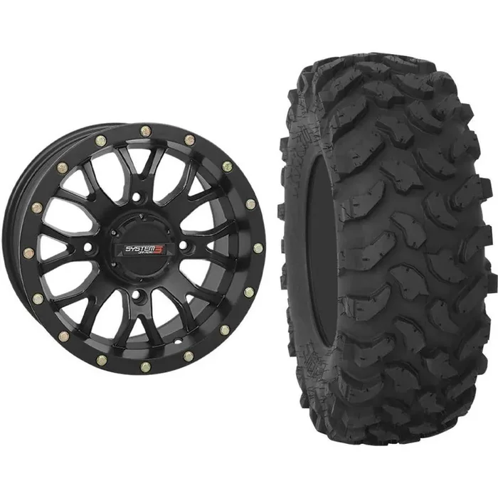 Set of 2 Mounted Wheel and Tire Kit Wheel 14×7 5+2 4/156 Tire 28×10-14 8 Ply