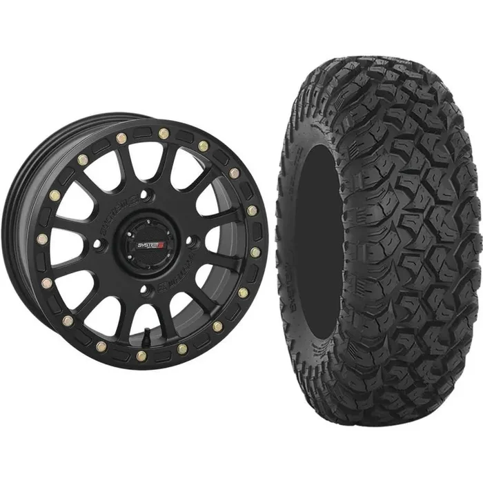 Set of 2 Mounted Wheel and Tire Kit Wheel 14×7 5+2 4/156 Tire 28×10-14 8 Ply