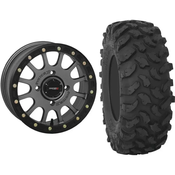 Set of 2 Mounted Wheel and Tire Kit Wheel 14×7 5+2 4/156 Tire 30×10-14 8 Ply