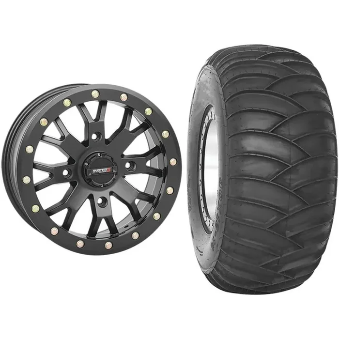 Set of 2 Mounted Wheel and Tire Kit Wheel 15×10 5+5 4/156 Tire 32×12-15 2 Ply
