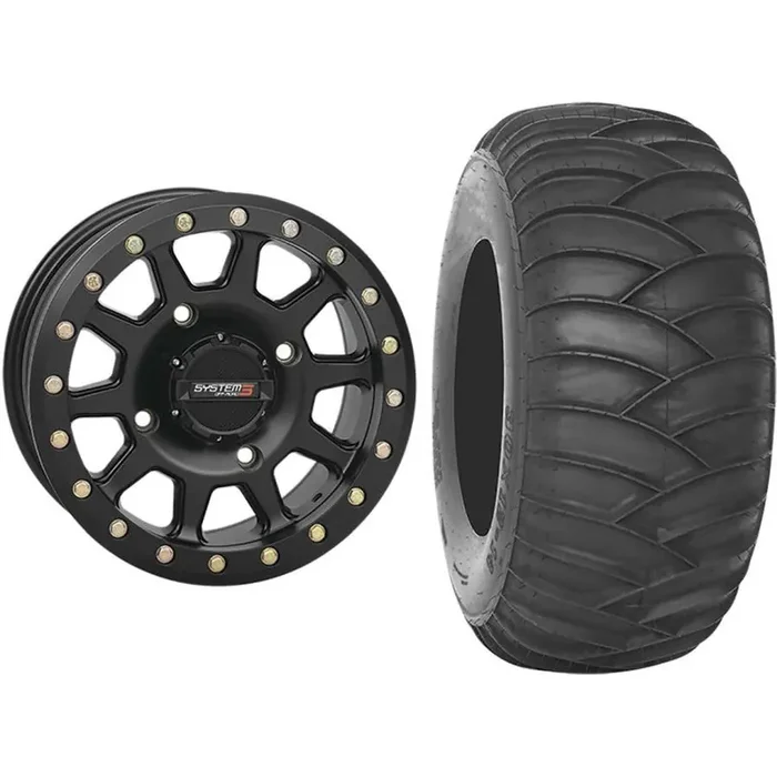 Set of 2 Mounted Wheel and Tire Kit Wheel 15×10 5+5 4/156 Tire 32×12-15 2 Ply