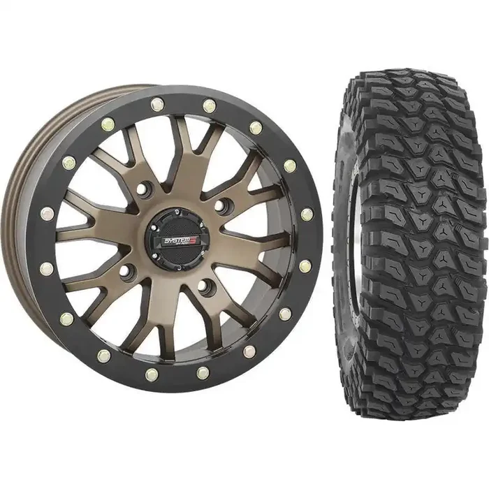 Set of 2 Mounted Wheel and Tire Kit Wheel 15×7 4+3 4/137 Tire 32×10-15 8 Ply