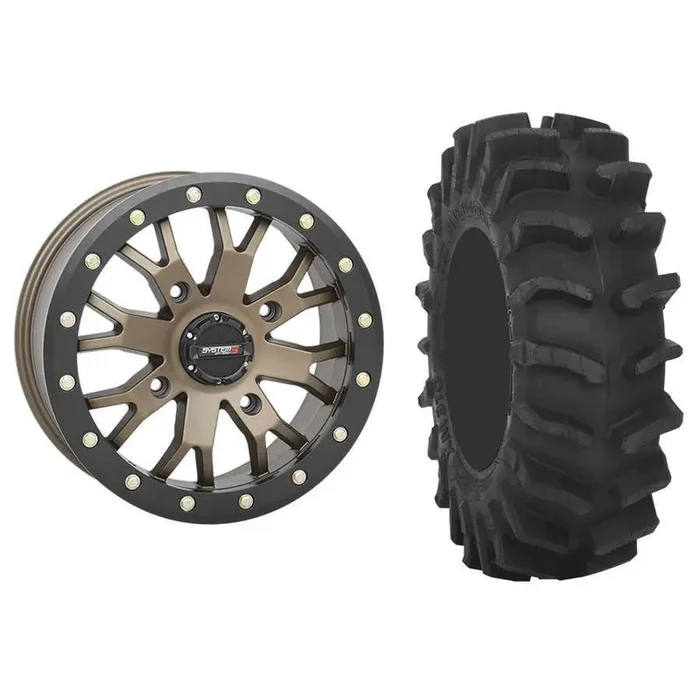 Set of 2 Mounted Wheel and Tire Kit Wheel 15×7 4+3 4/137 Tire 33×10-15 8 Ply