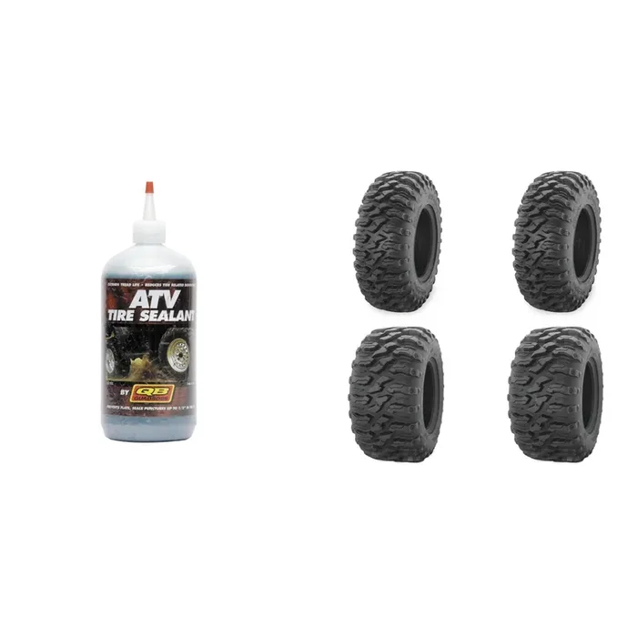 Set of 4 ATV QUADBOSS Tires (QBT446 27x9R-12 Front, 27x11R-12 Rear) with Sealant