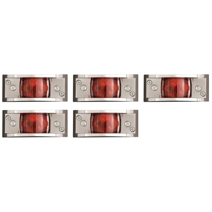 Set of 5 Chrome Plated Clearance Light Red