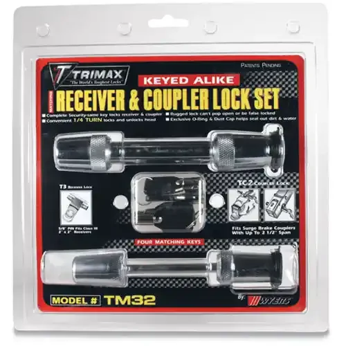 Trimax – TM32 – Premium Coupler Lock, Keyed-Alike Hardened Steel Lock Set